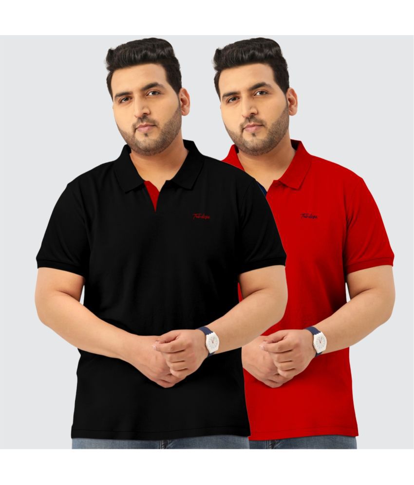     			TAB91 Cotton Regular Fit Solid Half Sleeves Men's Polo T Shirt - Red ( Pack of 2 )