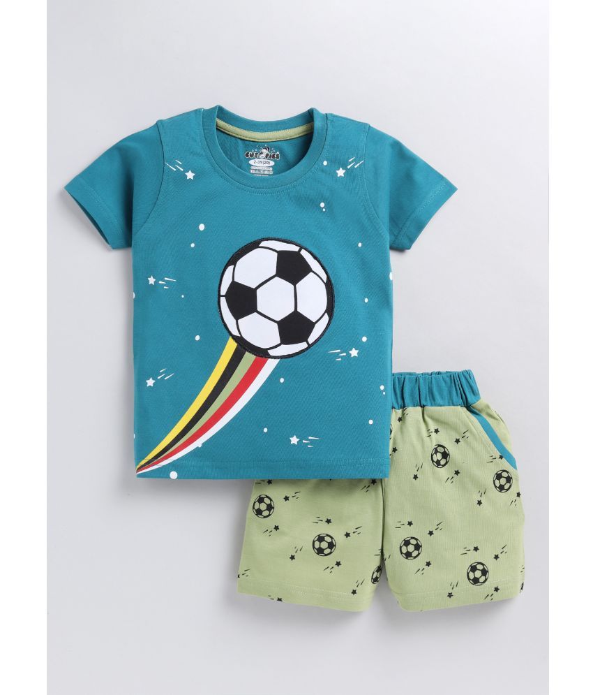     			CUTOPIES Pack of 1 Boys Cotton Blend T-Shirt & Shorts ( Navy )