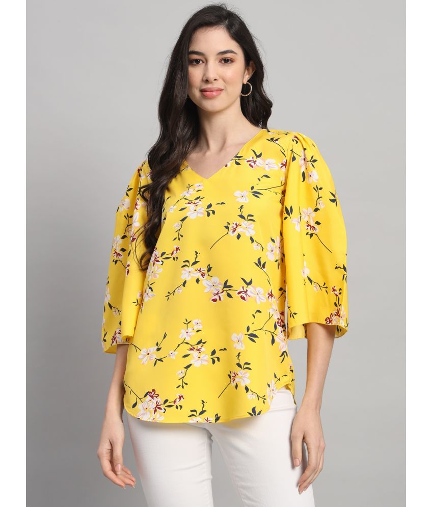     			Curvydrobe Yellow Crepe Women's A-Line Top ( Pack of 1 )