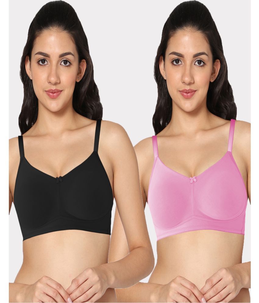     			IN CARE LINGERIE Multicolor Lycra Non Padded Women's T-Shirt Bra ( Pack of 2 )