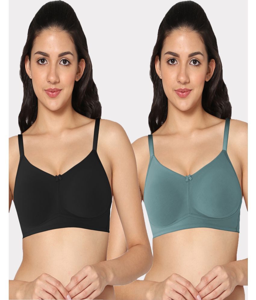     			IN CARE LINGERIE Pack of 2 Lycra Non Padded Women's T-Shirt Bra ( Multicolor )