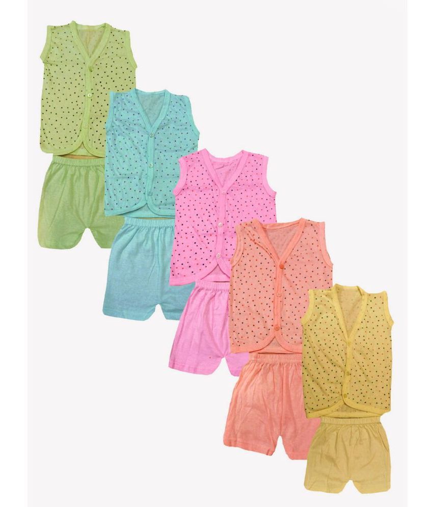     			MRB Multicolor Cotton Unisex Top & Shorts ( Pack of 5 )