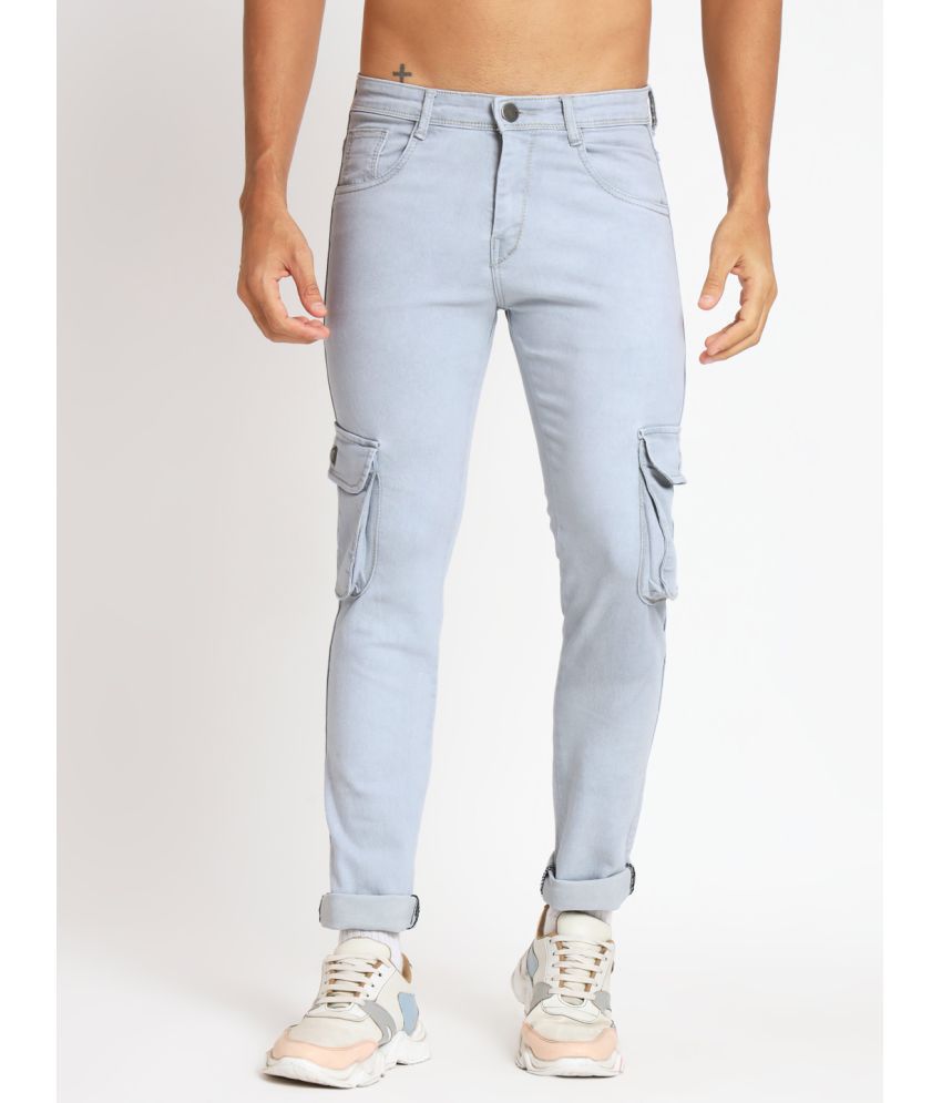     			RAGZO Regular Fit Cuffed Hem Men's Jeans - Light Grey ( Pack of 1 )