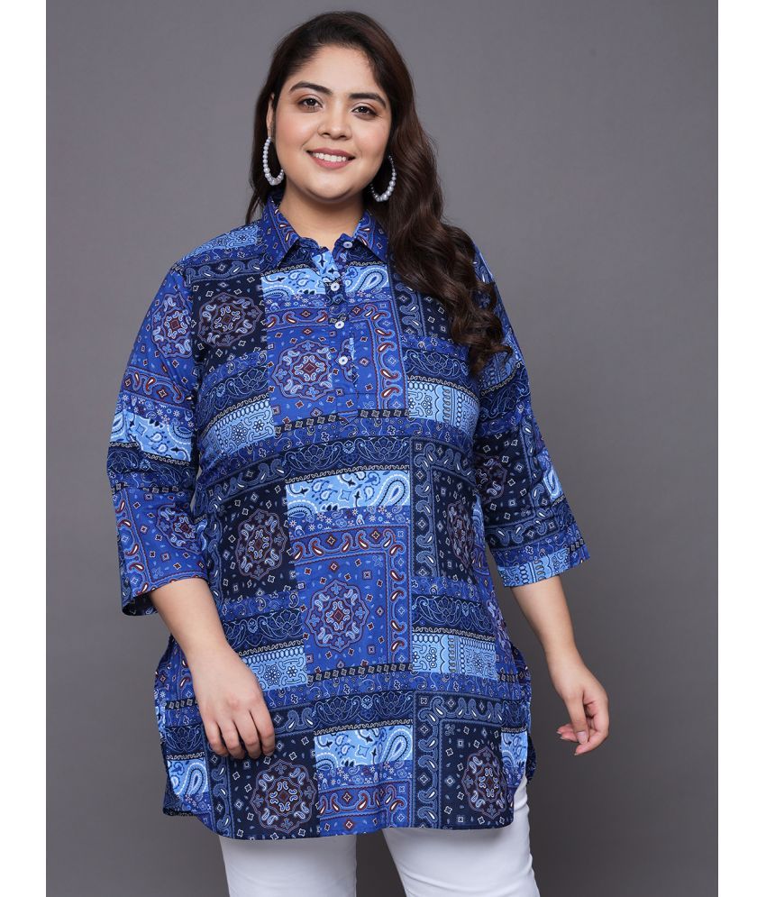     			Tissu Cotton Printed Straight Women's Kurti - Blue ( Pack of 1 )