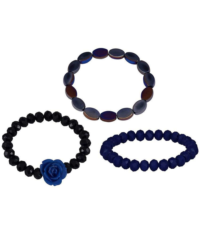    			JFL - Jewellery For Less Black Bracelet ( Pack of 3 )