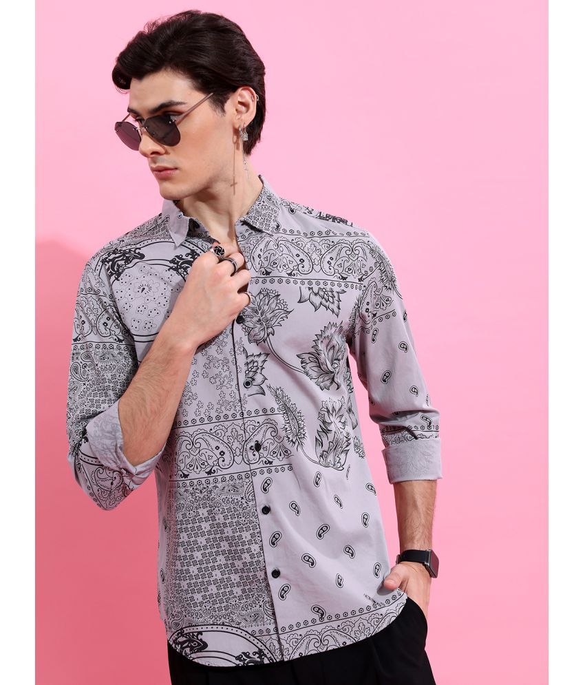     			Ketch 100% Cotton Regular Fit Printed Full Sleeves Men's Casual Shirt - Grey ( Pack of 1 )