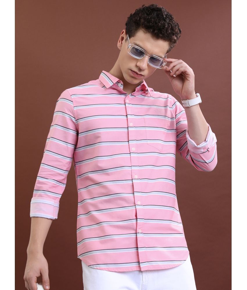     			Ketch 100% Cotton Regular Fit Striped Full Sleeves Men's Casual Shirt - Pink ( Pack of 1 )
