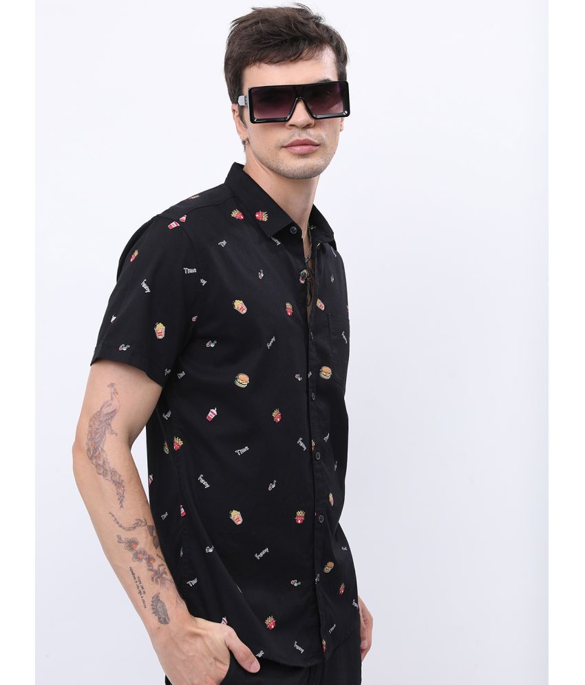     			Ketch 100% Cotton Regular Fit Printed Half Sleeves Men's Casual Shirt - Black ( Pack of 1 )