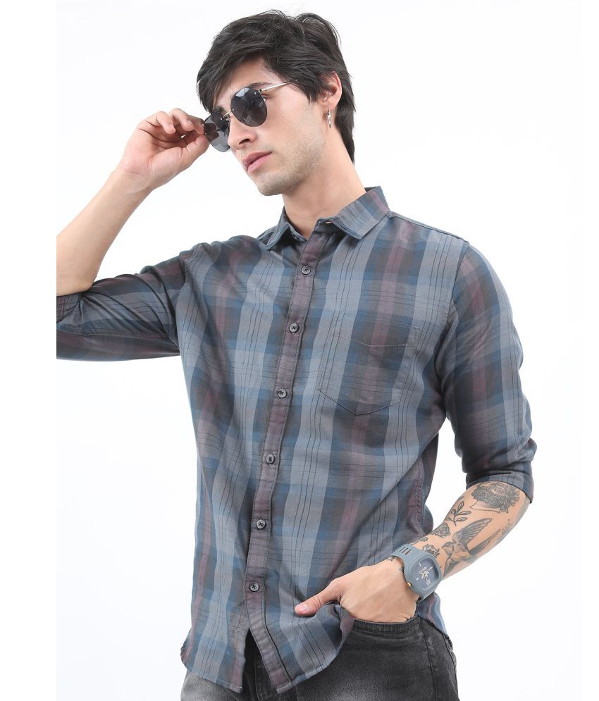     			Ketch Cotton Blend Regular Fit Checks Full Sleeves Men's Casual Shirt - Grey ( Pack of 1 )