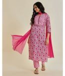 Varanga Cotton Printed Kurti With Pants Women's Stitched Salwar Suit - Pink ( Pack of 1 )