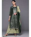 Varanga Georgette Dyed Kurti With Pants Women's Stitched Salwar Suit - Green ( Pack of 1 )