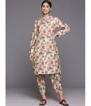 Varanga Viscose Printed Kurti With Pants Women's Stitched Salwar Suit - Beige ( Pack of 1 )