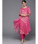 Varanga Viscose Printed Kurti With Pants Women's Stitched Salwar Suit - Pink ( Pack of 1 )