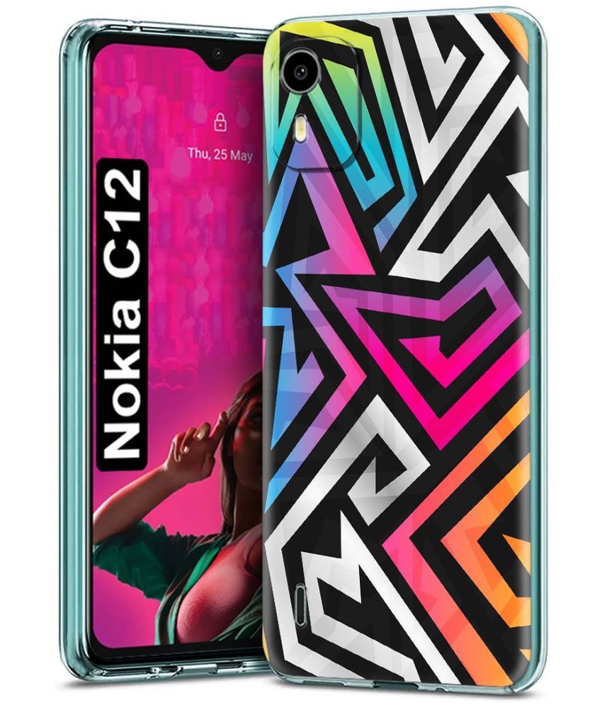     			Fashionury Multicolor Printed Back Cover Silicon Compatible For Nokia C12 ( Pack of 1 )