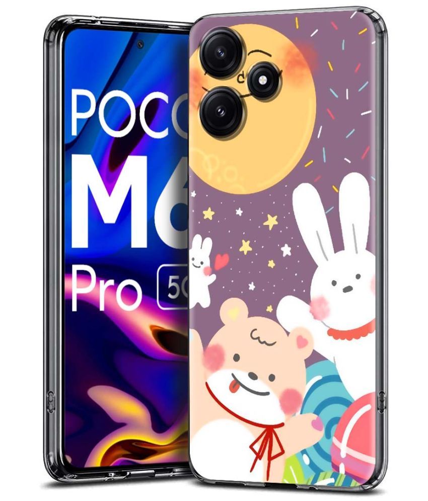     			Fashionury Multicolor Printed Back Cover Silicon Compatible For Poco M6 Pro ( Pack of 1 )