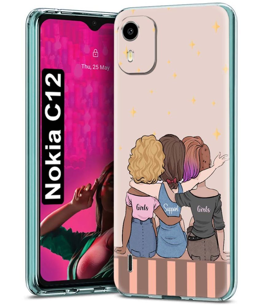     			Fashionury Multicolor Printed Back Cover Silicon Compatible For Nokia C12 ( Pack of 1 )