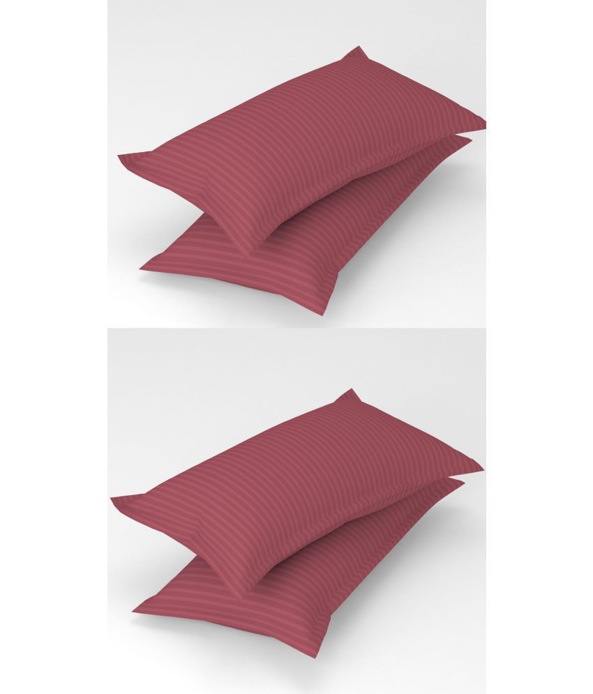     			Homefab India - Pack of 4 Microfiber Solid Standard Size Pillow Cover ( 66.04 cm(26) x 43.18 cm(17) ) - Pink