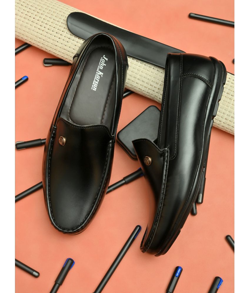     			John Karsun Black Men's Slip On Formal Shoes