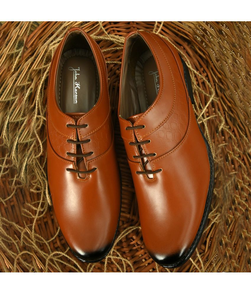     			John Karsun tan Men's Derby Formal Shoes