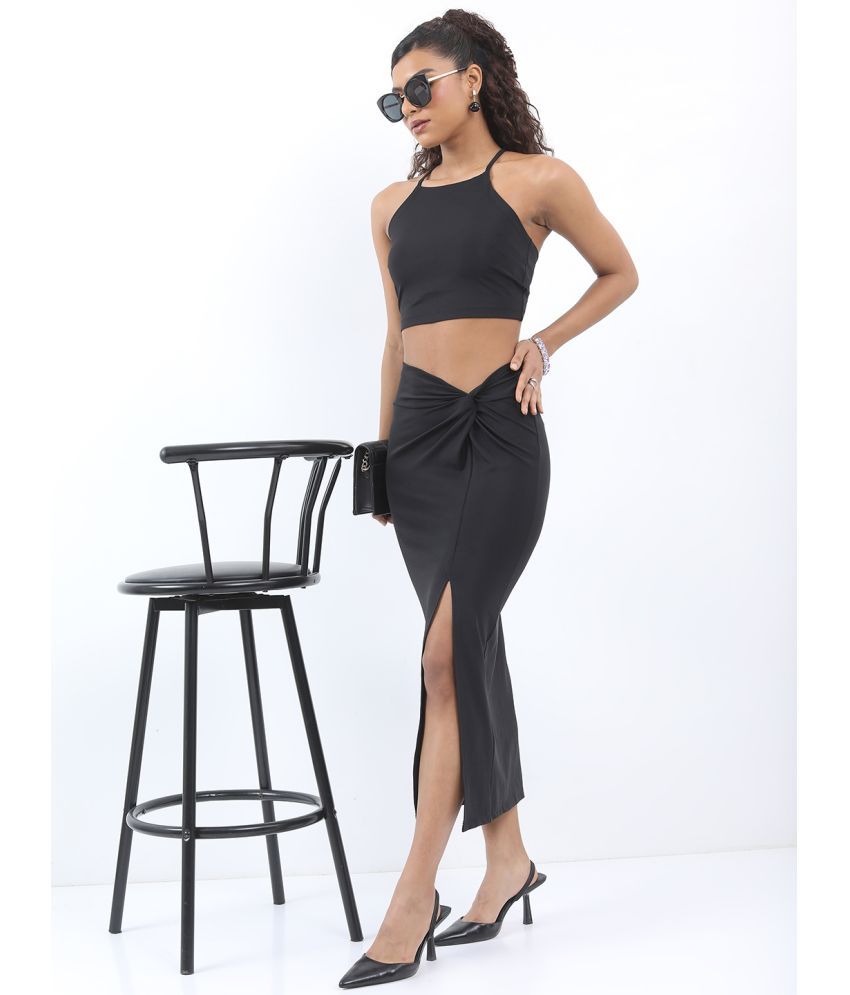     			Ketch Black Solid Shorts Top Set