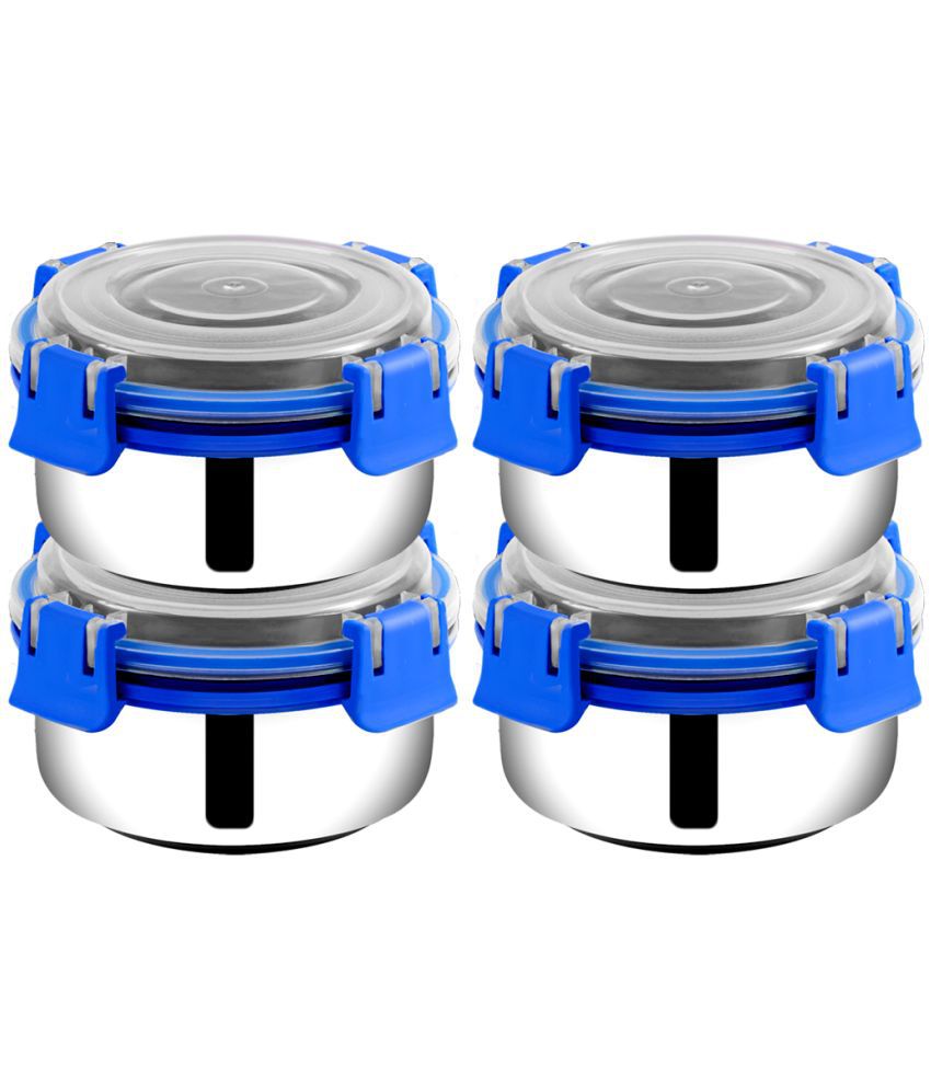     			BOWLMAN Smart Clip Lock Steel Dark Blue Food Container ( Set of 4 )