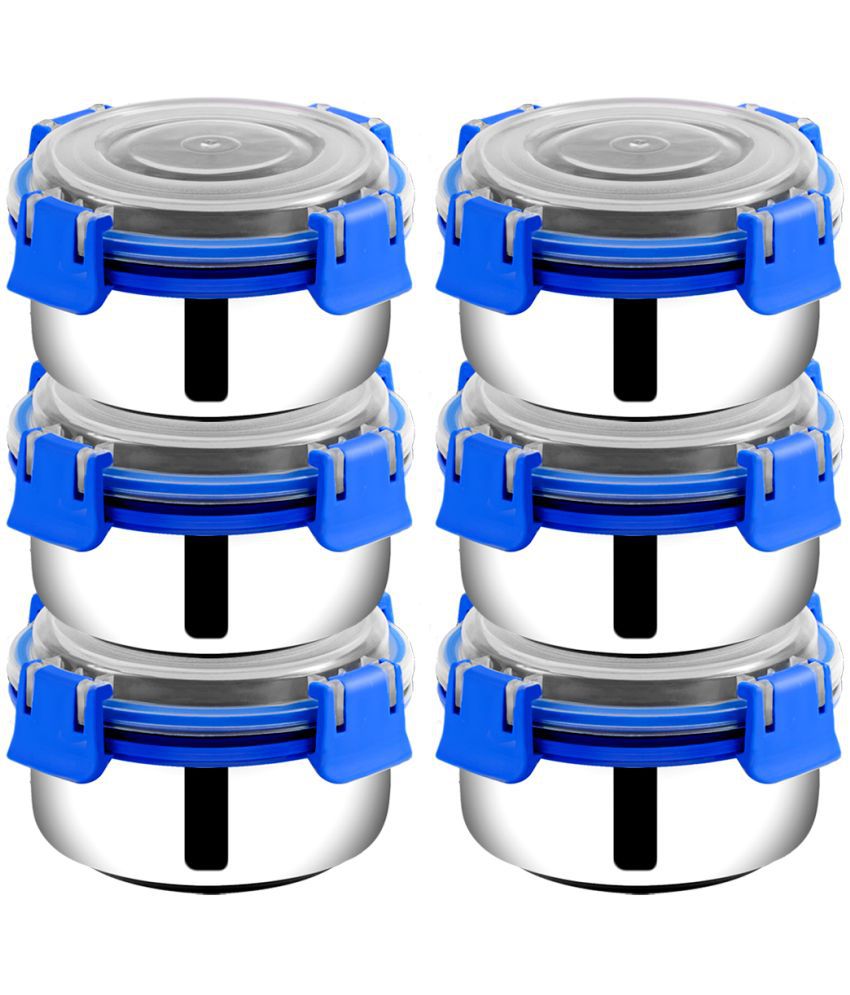     			BOWLMAN Smart Clip Lock Steel Dark Blue Food Container ( Set of 6 )