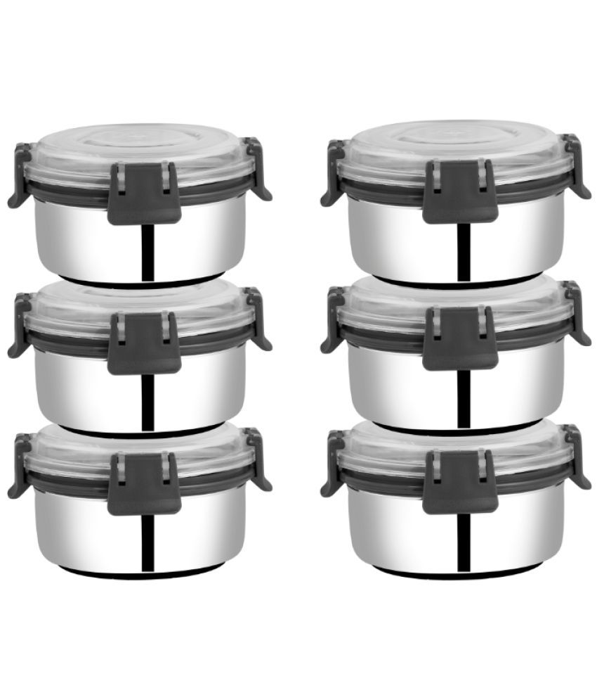     			BOWLMAN Smart Clip Lock Steel Grey Food Container ( Set of 6 )