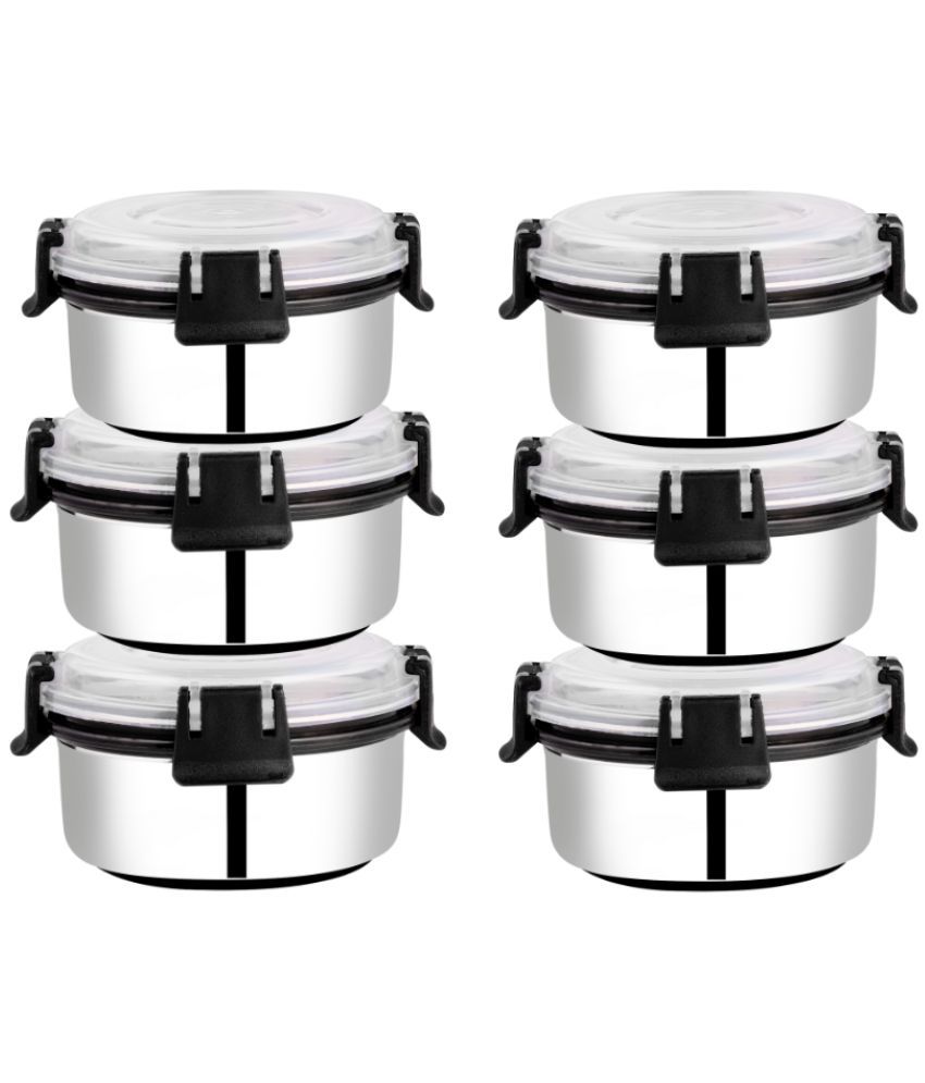     			BOWLMAN Smart Clip Lock Steel Black Food Container ( Set of 6 )
