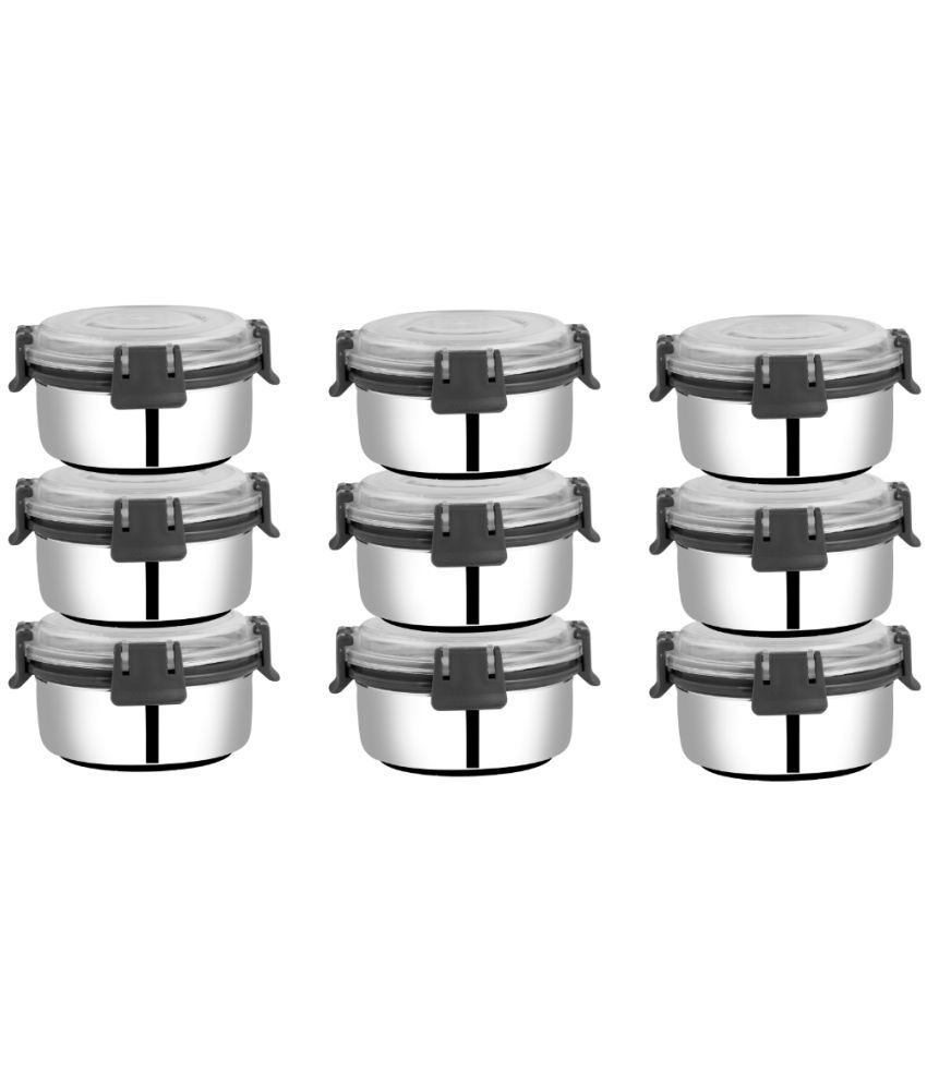     			BOWLMAN Smart Clip Lock Steel Grey Food Container ( Set of 9 )