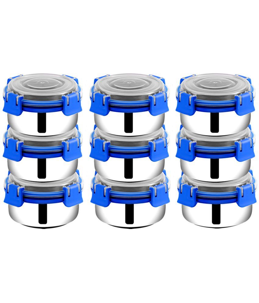     			BOWLMAN Smart Clip Lock Steel Dark Blue Food Container ( Set of 9 )