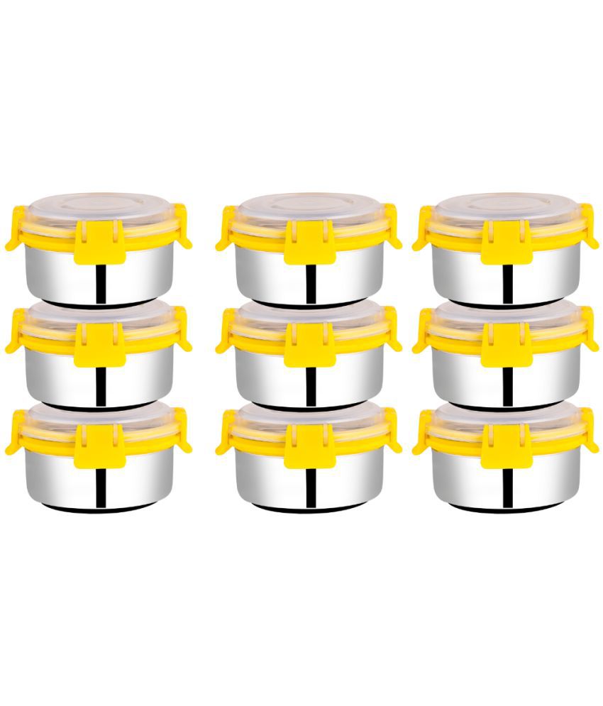     			BOWLMAN Smart Clip Lock Steel Yellow Food Container ( Set of 9 )