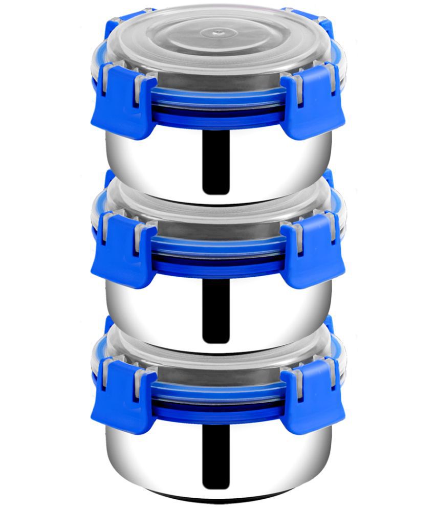     			BOWLMAN Smart Clip Lock Steel Dark Blue Food Container ( Set of 3 )