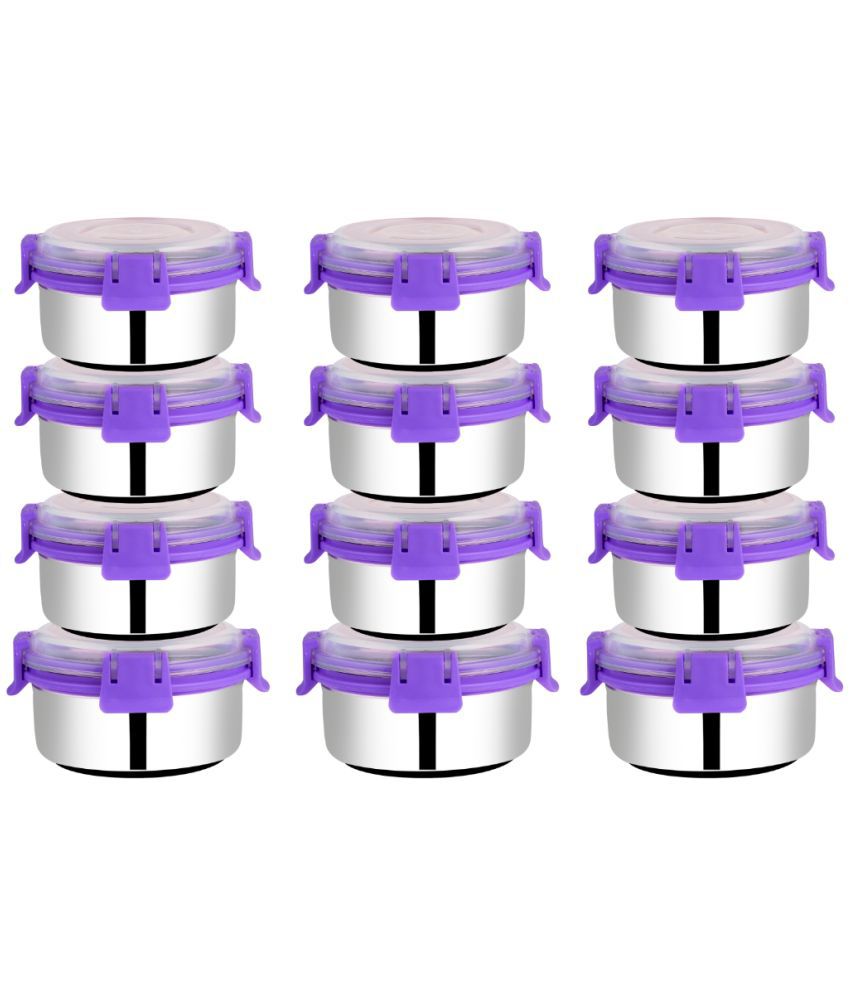     			BOWLMAN Smart Clip Lock Steel Purple Food Container ( Set of 12 )