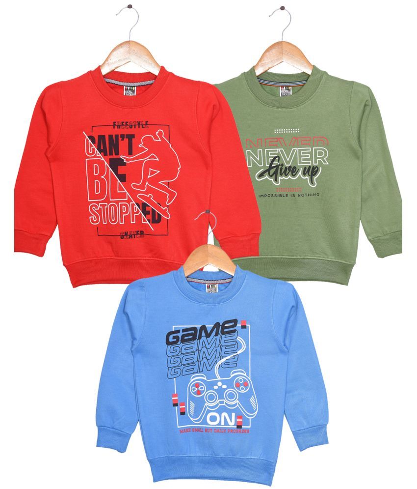     			Golu Molu Dark Blue Cotton Blend Boys Sweatshirt ( Pack of 3 )