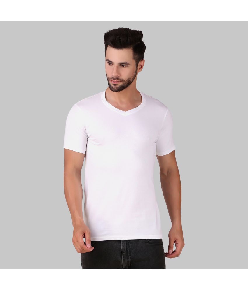     			IDASS Cotton Blend Regular Fit Solid Half Sleeves Men's T-Shirt - White ( Pack of 1 )