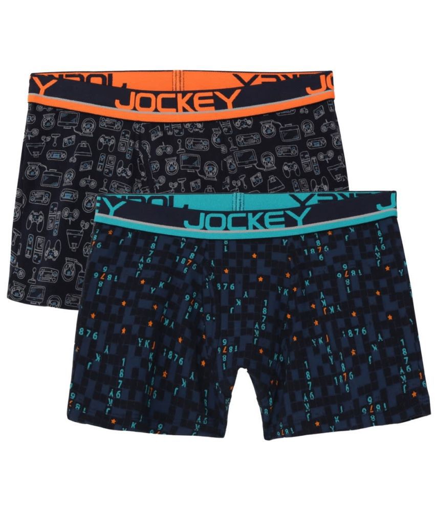     			Jockey PB03 Boy's Super Combed Cotton Trunk - Assorted Prints(Pack of 2 - Color & Prints May Vary)