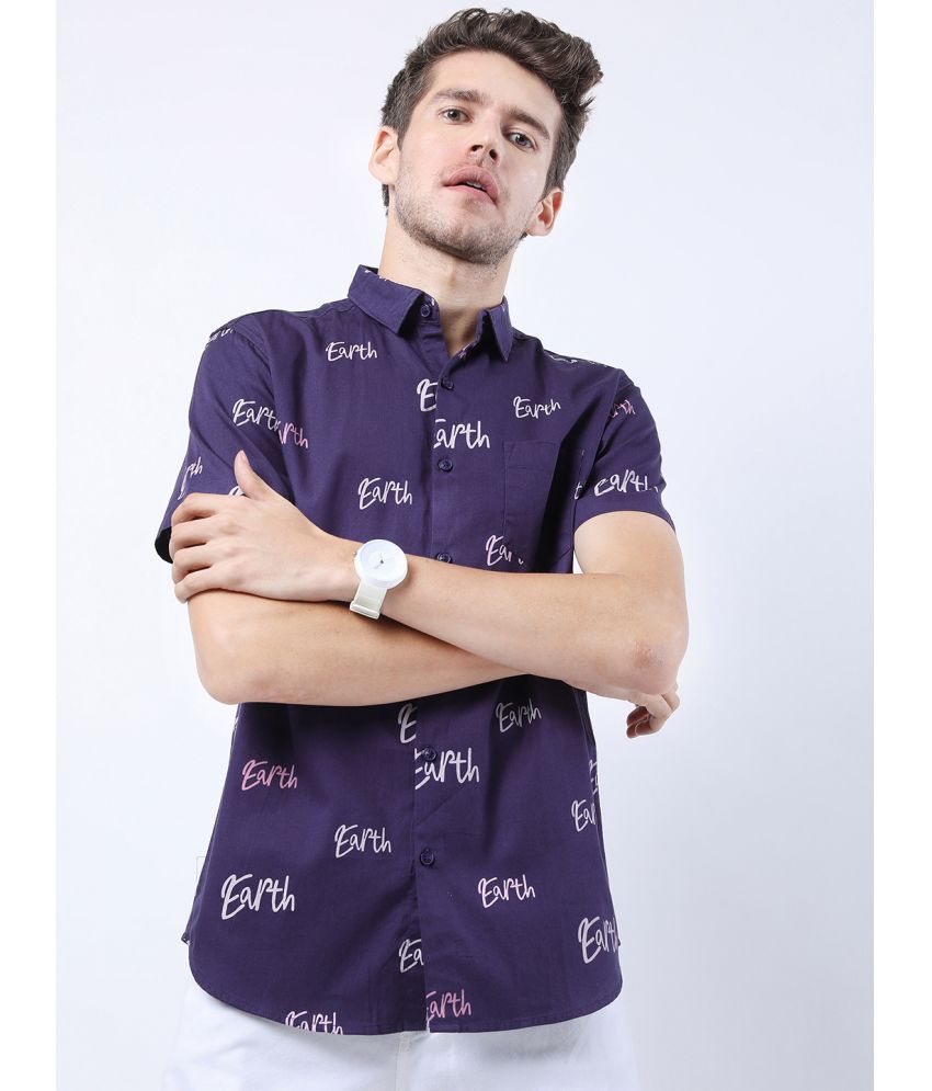     			Ketch 100% Cotton Regular Fit Printed Half Sleeves Men's Casual Shirt - Purple ( Pack of 1 )