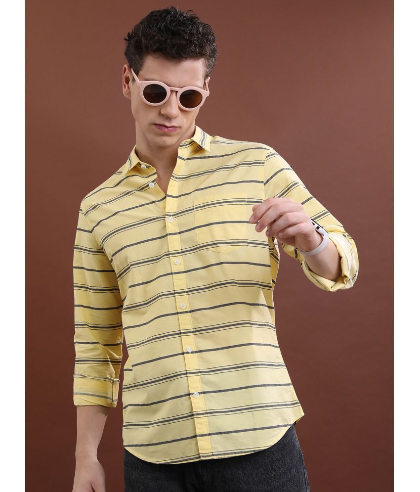     			Ketch 100% Cotton Regular Fit Striped Full Sleeves Men's Casual Shirt - Yellow ( Pack of 1 )
