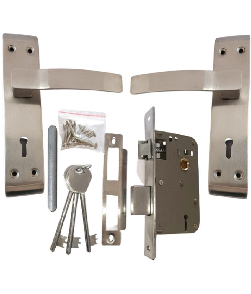     			OJASS Stainless Steel Mortise Handle, K.Y. 7 inch Mortise Door Lock in S.S. Finish .Mortise Pair with Double Turn Lock (3 Keys) Two Sided Key Lock Set (BML65-SS27SL) (Set of 1)