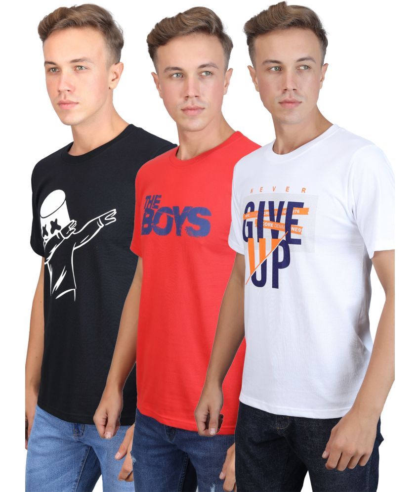     			Supersquad 100% Cotton Regular Fit Printed Half Sleeves Men's T-Shirt - Multicolor ( Pack of 3 )