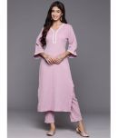 Varanga Crepe Solid Kurti With Pants Women's Stitched Salwar Suit - Pink ( Pack of 1 )