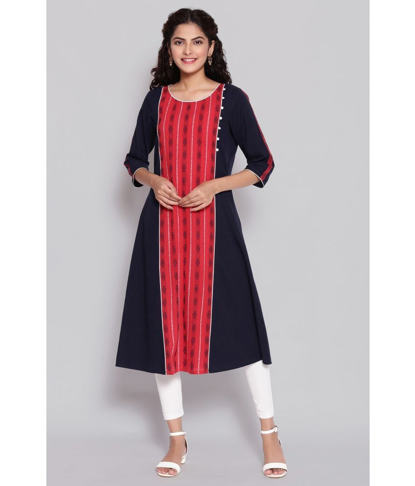     			Aurelia Cotton Printed A-line Women's Kurti - Navy ( Pack of 1 )