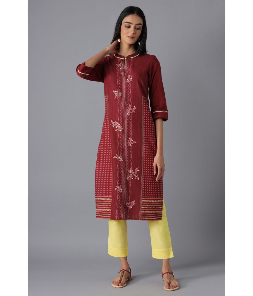     			Aurelia Rayon Printed Straight Women's Kurti - Red ( Pack of 1 )