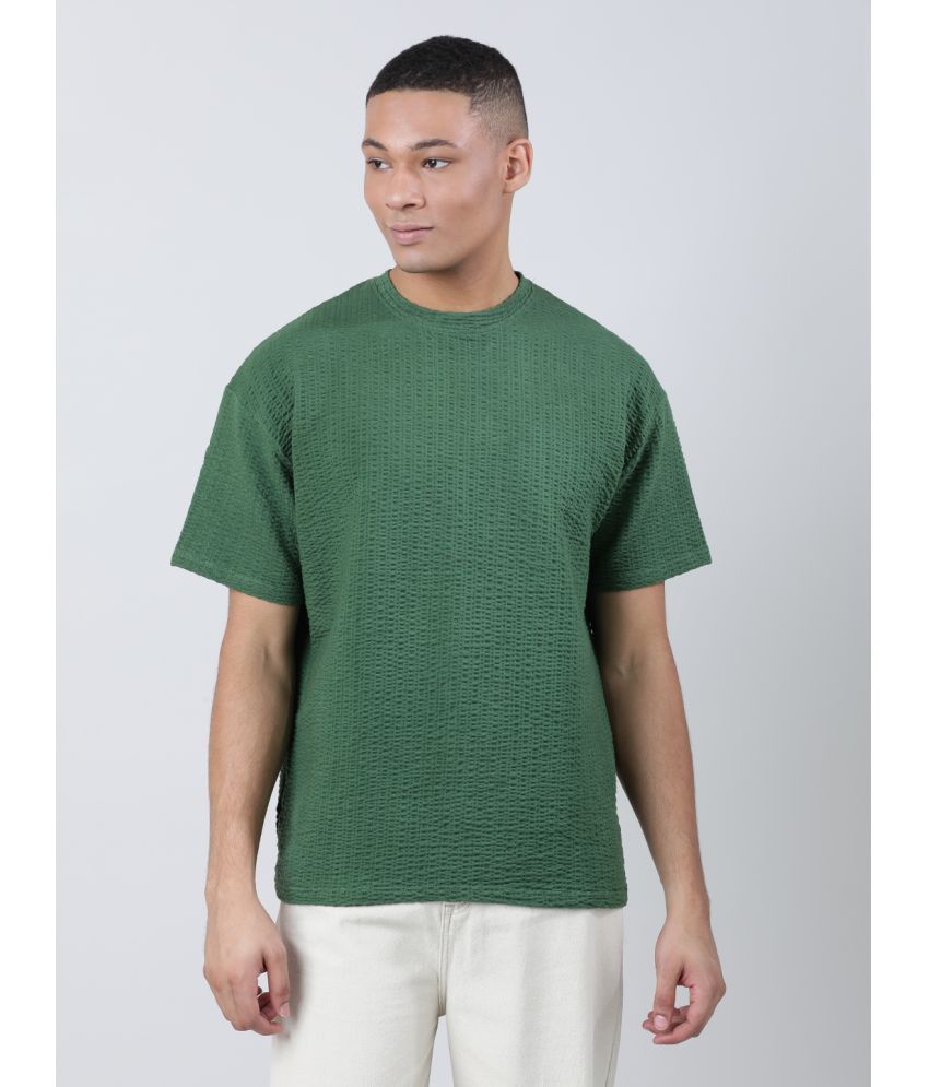     			Bene Kleed Cotton Blend Oversized Fit Self Design Half Sleeves Men's T-Shirt - Green ( Pack of 1 )