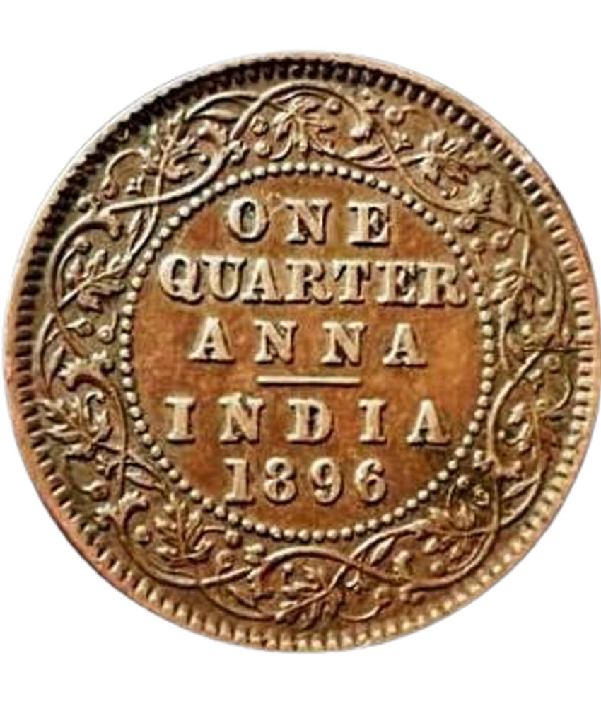     			British India 1 Quarter Anna 1896 Type Coin