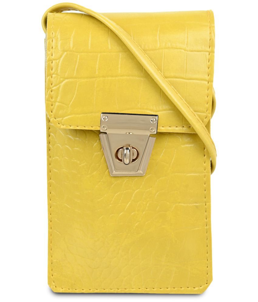     			Cherry Tree Yellow Faux Leather Sling Bag