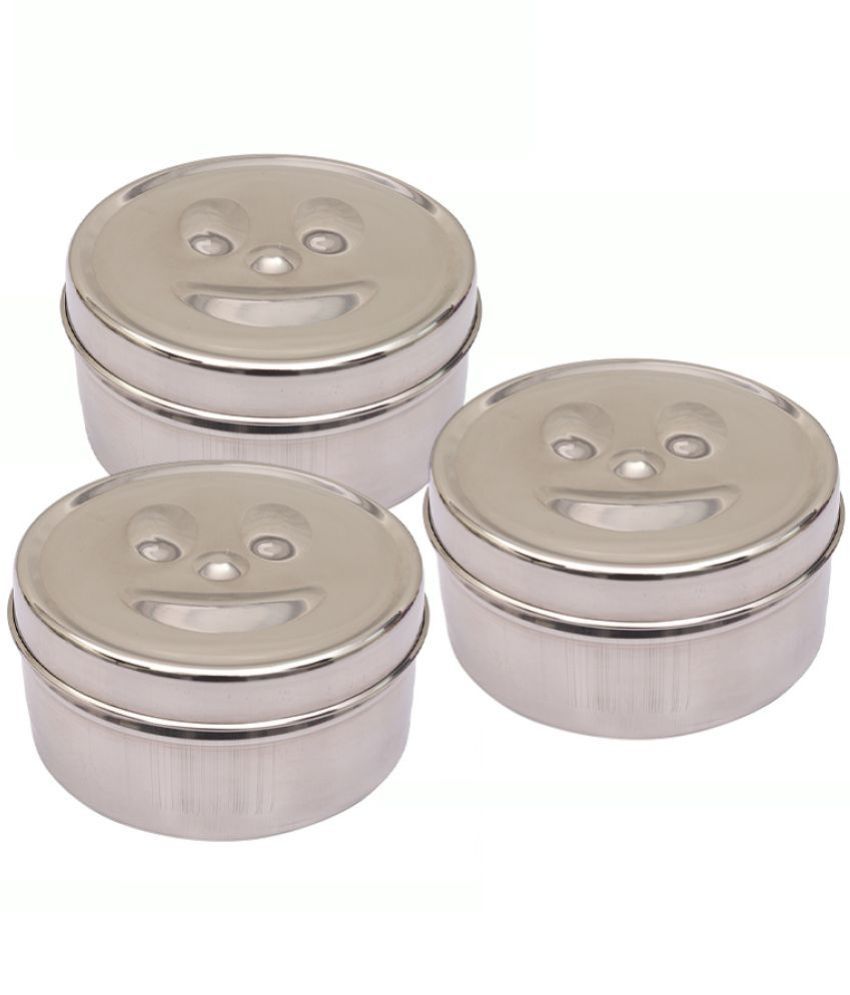     			HOMETALES Stainless Steel Kitchen Smiley Containers/Tiffin/Lunch Box,350ml each (3U)