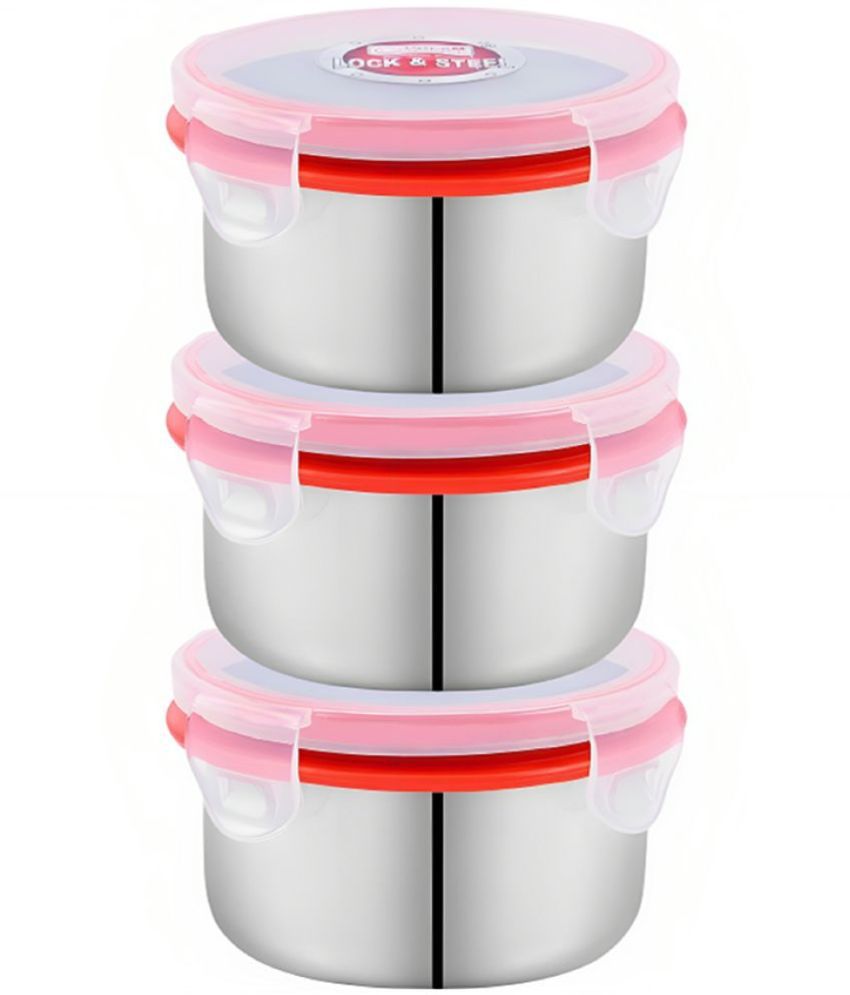     			HOMETALES Stainless Steel Kitchen Containers/Tiffin/Lunch Box,350ml each (3U)