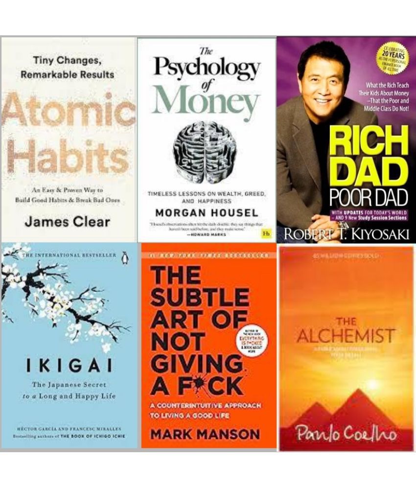     			The Psychology Of Money+Ikigai+The Subtle Art Of Not Giving+Atomic Habits + Rich Dad Poor Dad + The Alchemist