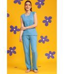 Clovia Blue Cotton Women's Nightwear Nightsuit Sets ( Pack of 2 )